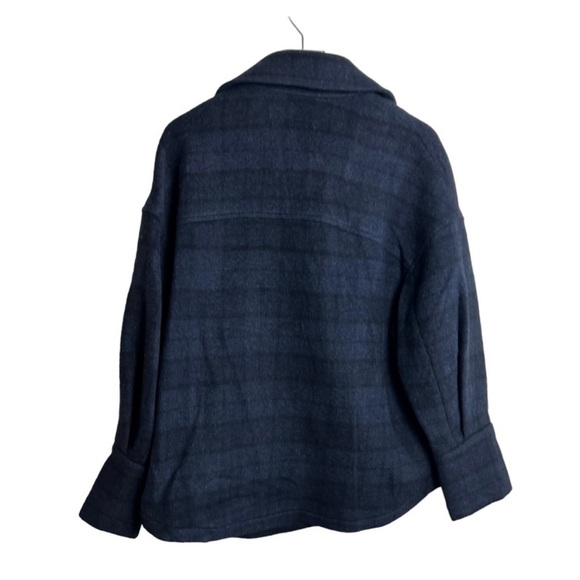 BA&SH Carmel Plaid Wool Blend Button Up
Shirt Jacket Marine Blue - Picture 2 of 7